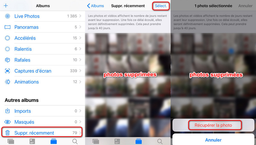 photos supprimees recemment