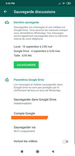sauvegarde whatsapp android