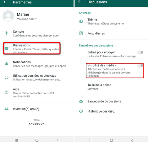 comment ne pas enregistrer les photos envoyées sur whatsapp