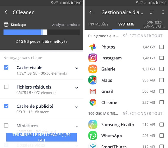 nettoyage tablette android samsung gratuit