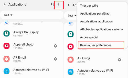 reinitaliser preference app
