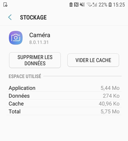 samsung echec appareil photo