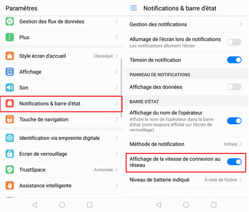 vitesse de connexion
