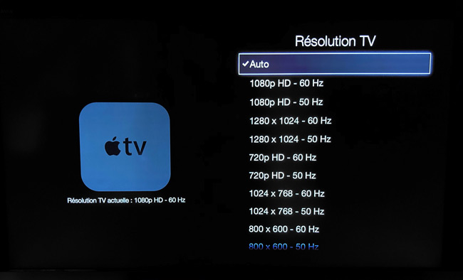 diminuer resolution apple tv