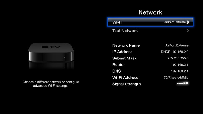 test reseau apple tv