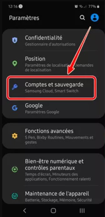 open settings and check backups