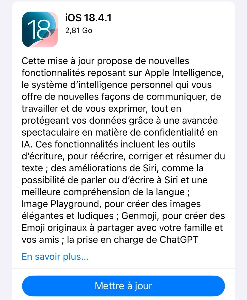 mise à jour logicielle