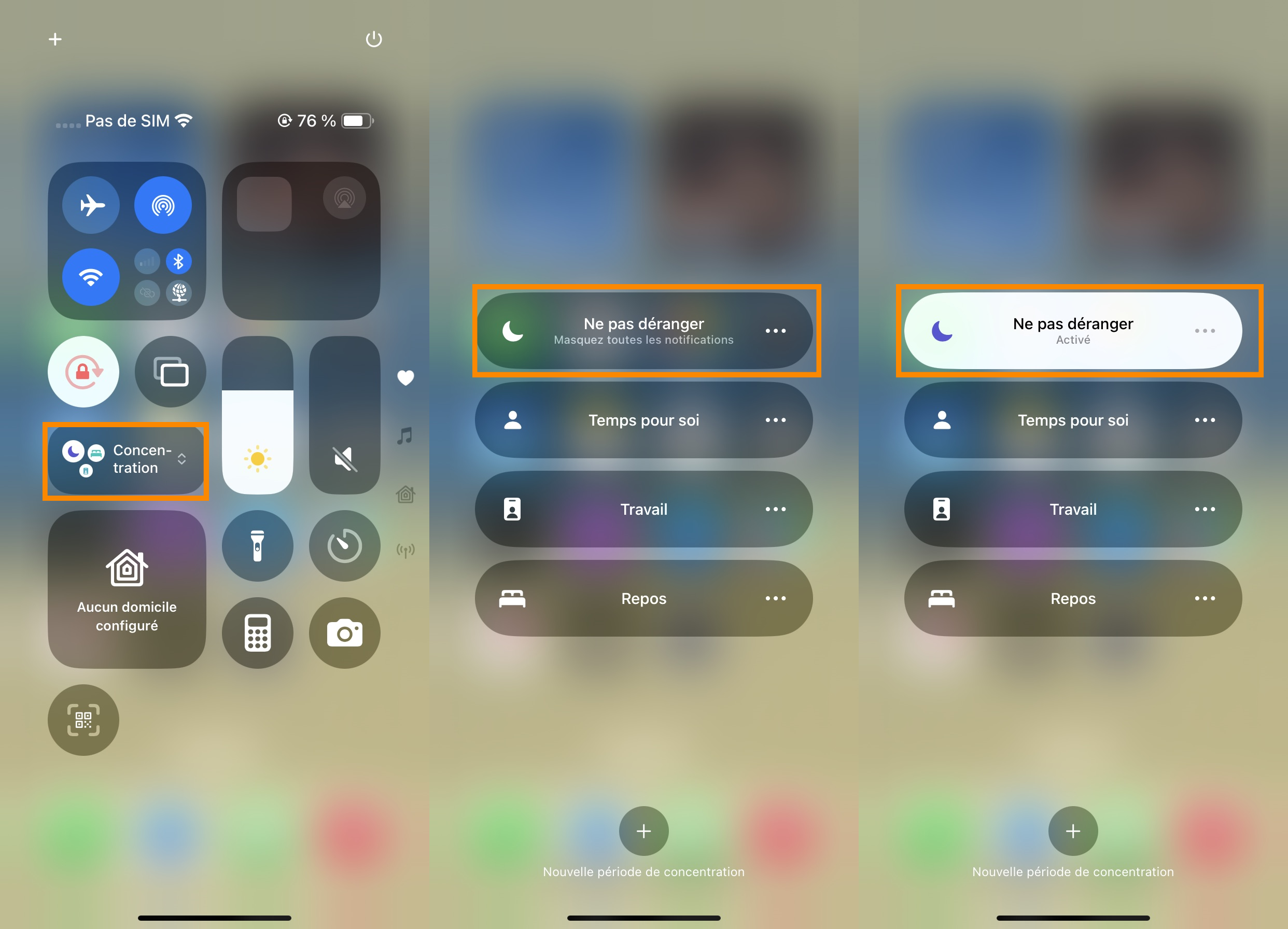 Désactiver le mode Ne pas déranger sur iPhone depuis le centre de contrôle