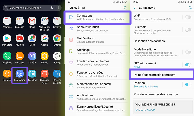 comment faire un partage de connexion