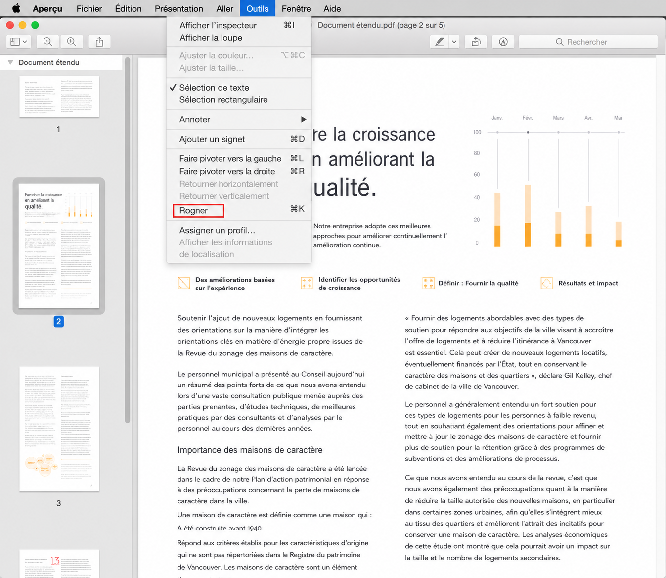 Rogner une page PDF avec Aperçu sur Mac