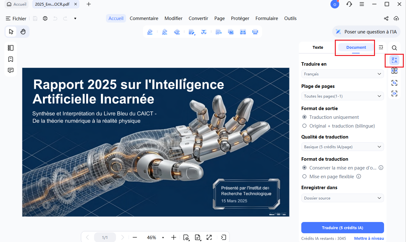 traduction complète d'un document PDF avec Tenorshare PDNob