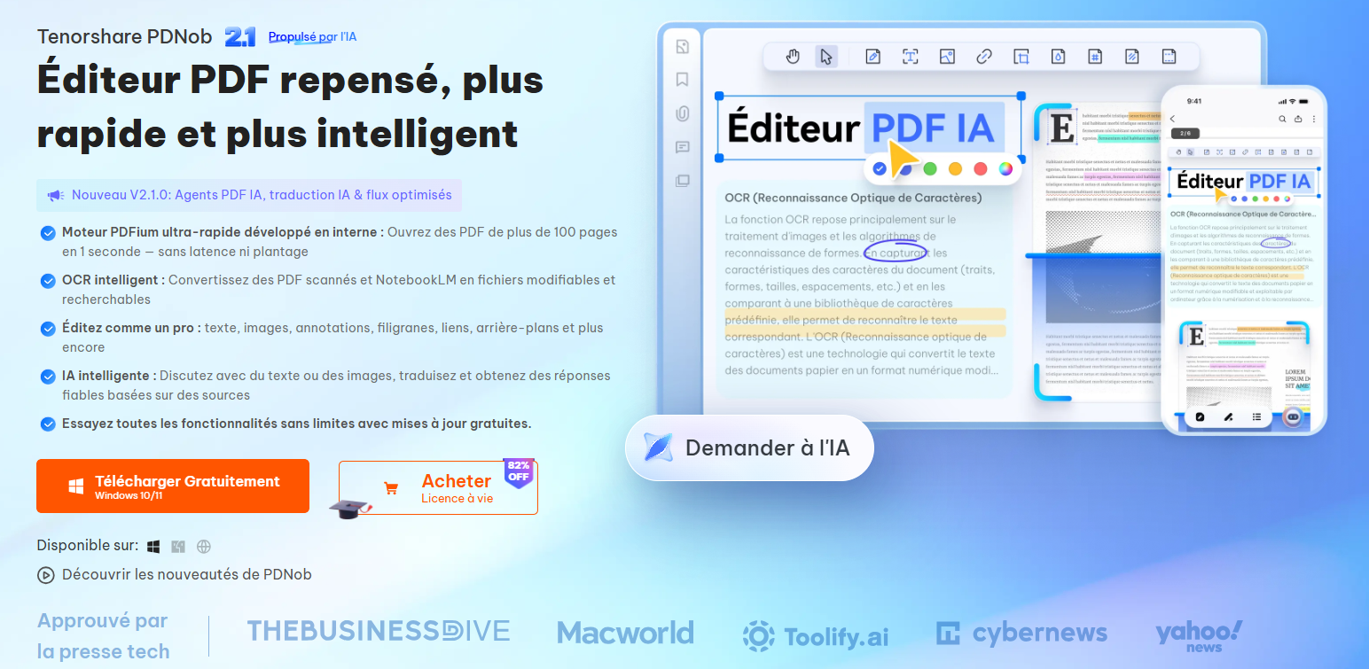 Tenorshare PDNob, traducteur et éditeur PDF