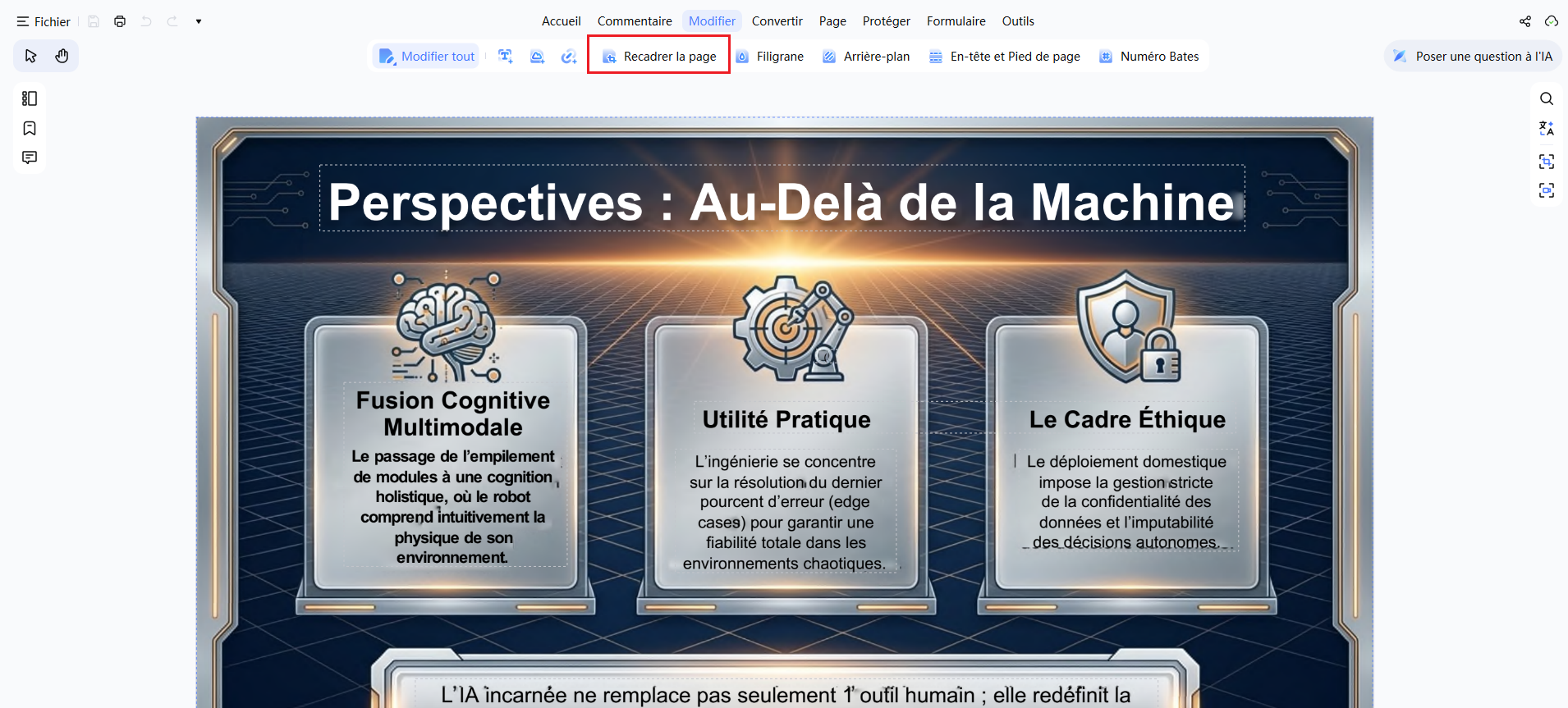 Sélectionner l'outil de recadrage dans Tenorshare PDNob