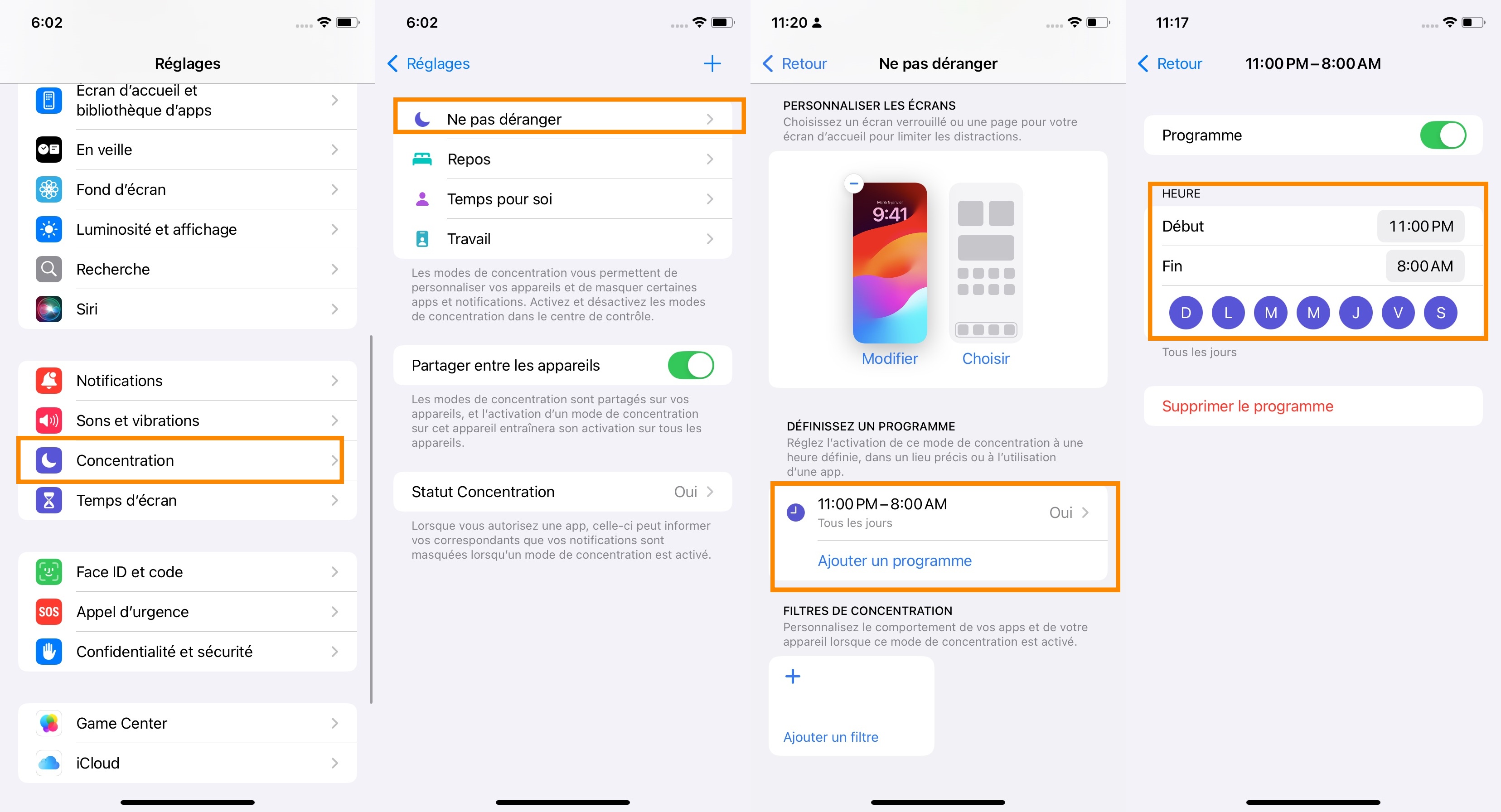 Comment désactiver mon iphone de la fonction ne pas déranger avec le réglage