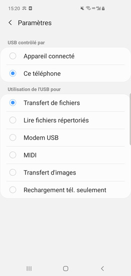selectionner mode