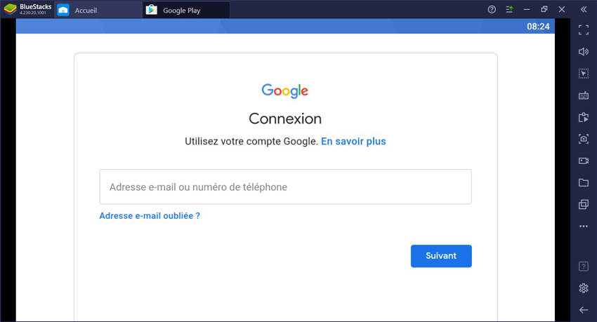 connecter au google play - BlueStacks