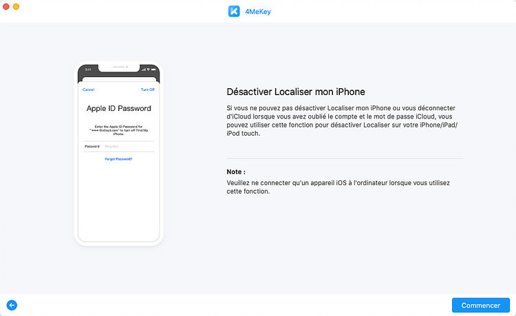 désactiver trouver mon iphone sans mot de passe - guide 4MeKey
