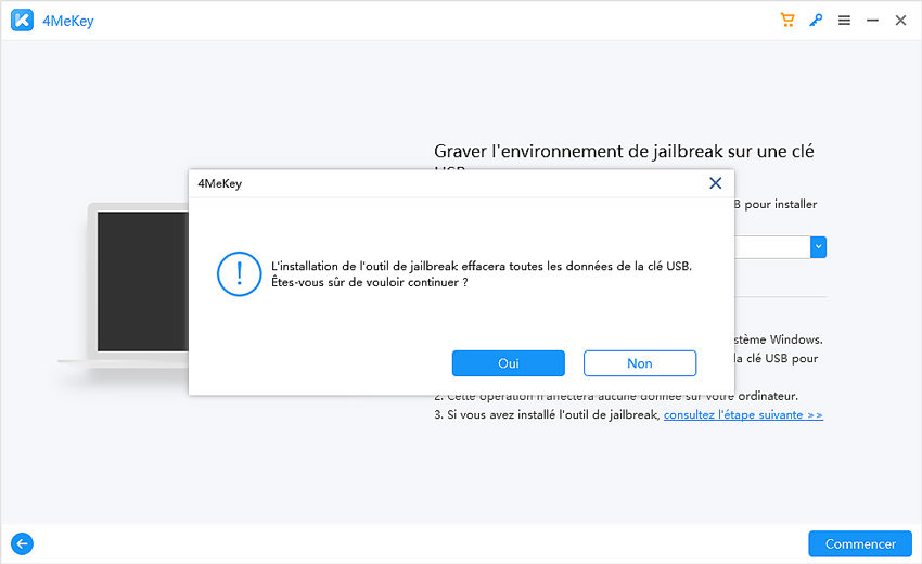 l'environnement de jailbreak effacera les données en usb-4MeKey