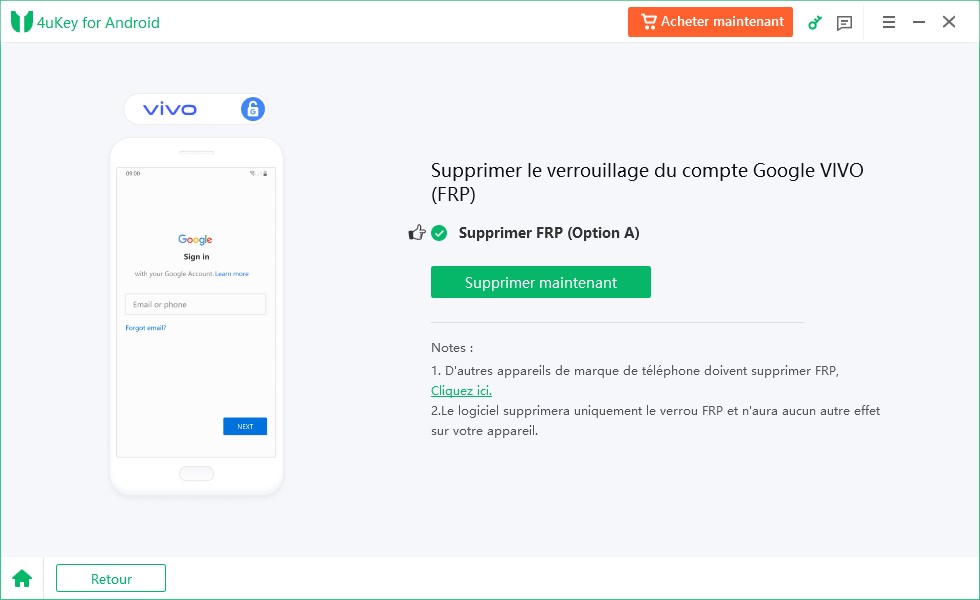 supprimer le verrouillage du compte Google sur Vivo