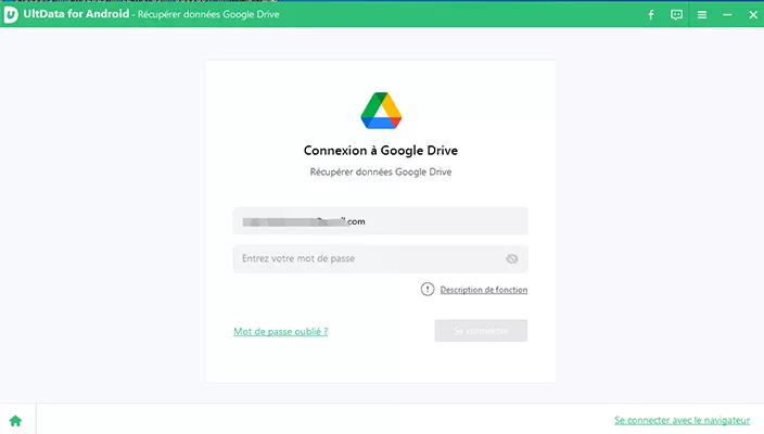 selecting recover device data feature