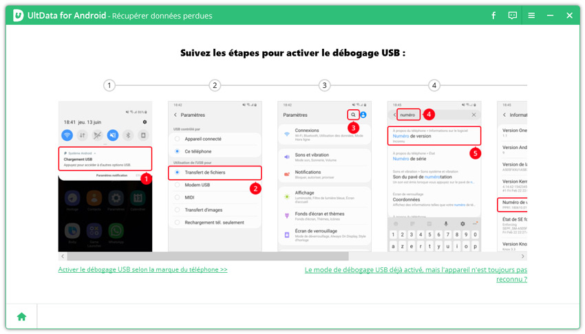 guide retrouver données android