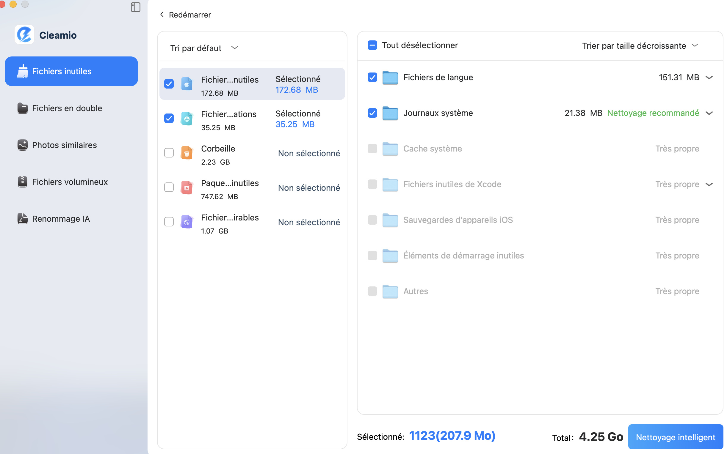 Nettoyage intelligent des Données système inutiles sur Mac