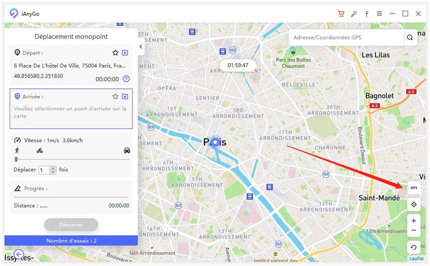 importer fichier gpx - ianygo