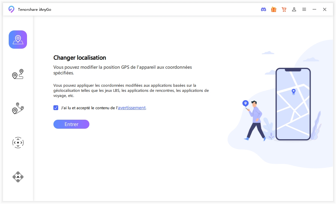 mode de changer localisation sur ianygo