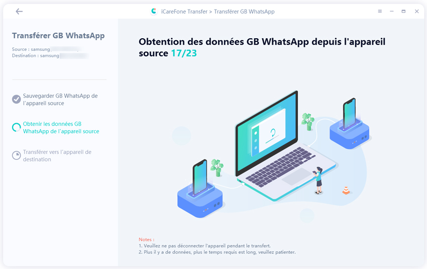 transferer messages gb whatsapp vers nouveau telephone - icarefone