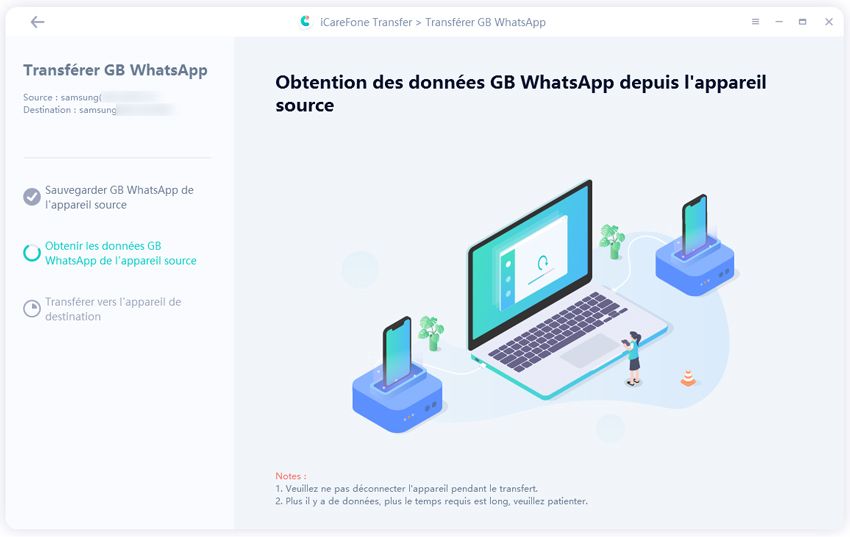 transférer messages Android GBWhatsApp vers Android WhatsApp - icarefone