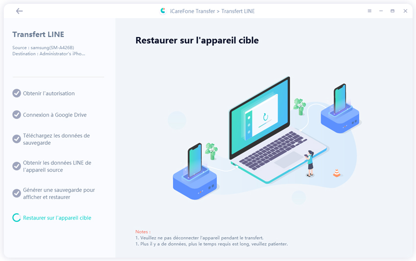 guide icarefone transfer - restaurer suavegarde line vers iphone