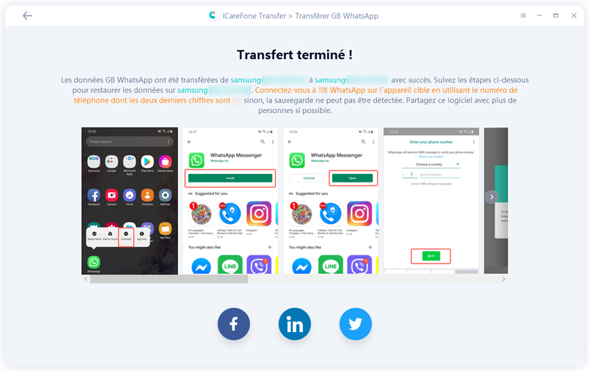 transfert Android GBWhatsApp vers Android WhatsApp - icarefone