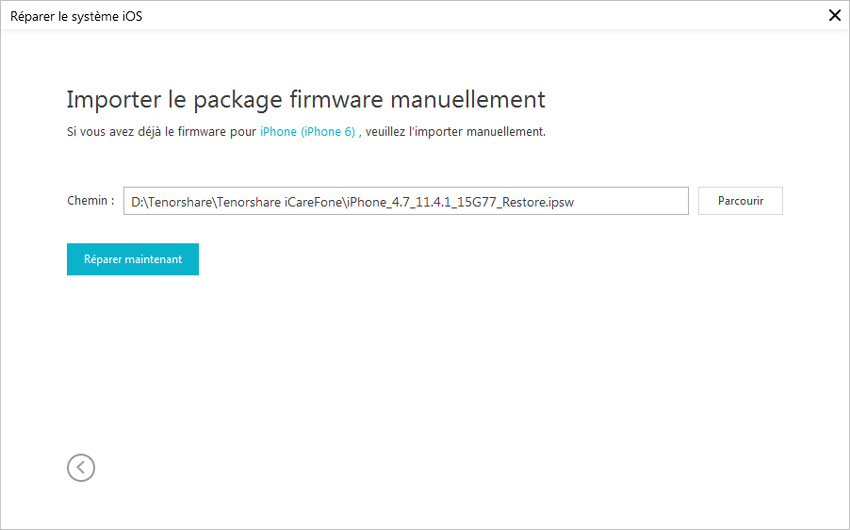importer firmware dans icarefone