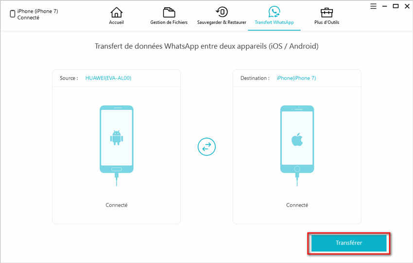 Transférer WhatsApp avec iCareFone d’Android à iPhone