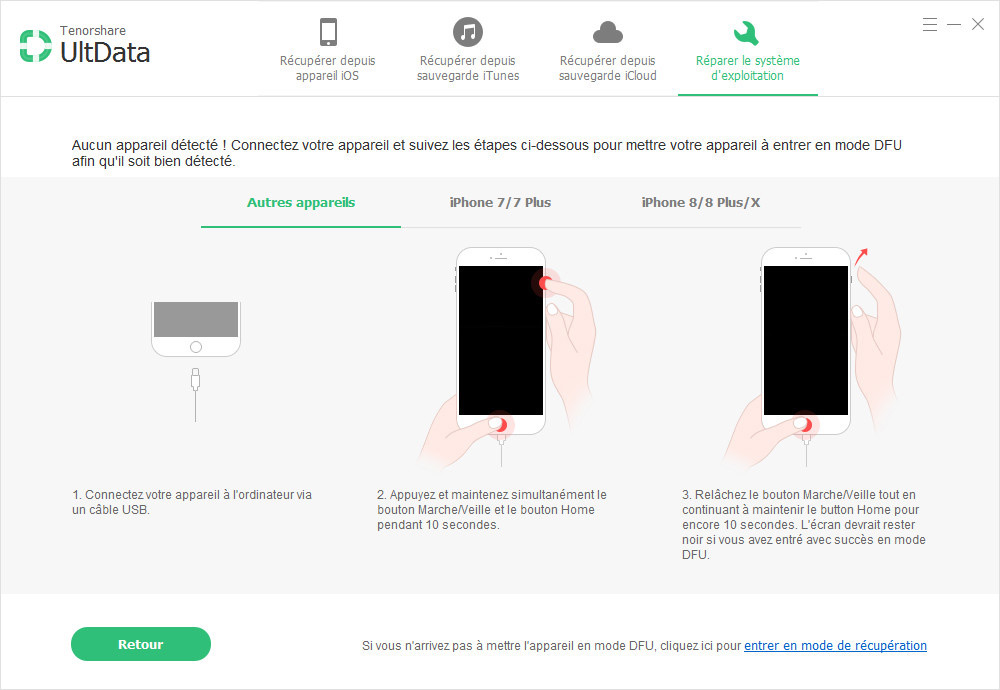 guide réparer système ios via mode dfu