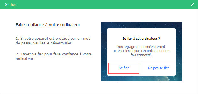 se fier pc pour récupérer données ios