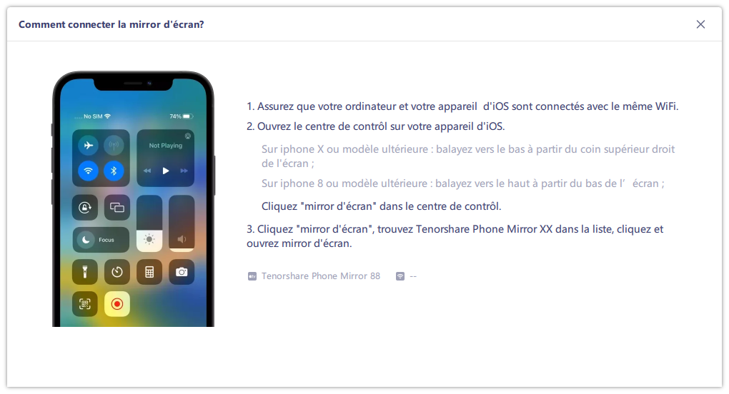 comment faire un miroir de l'iphone vers le pc