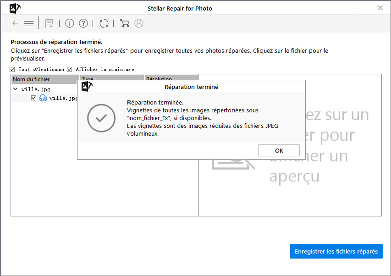 réparation de photo endommagée terminée