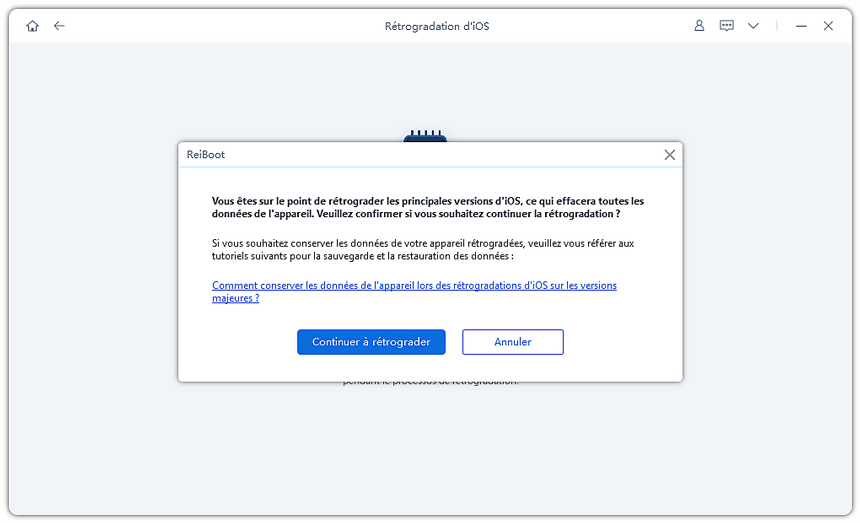 confirmer pour rétrograder