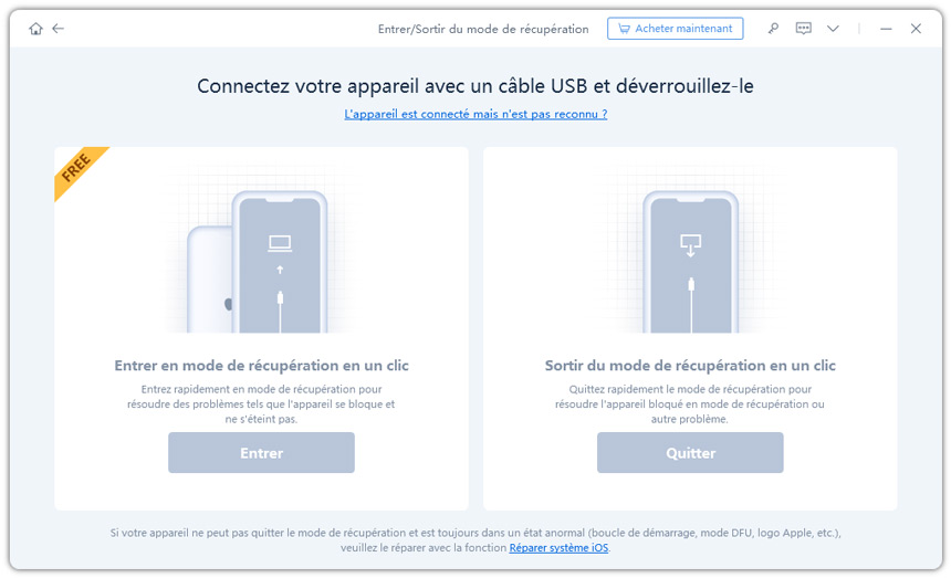 guide sortir du mode récupération