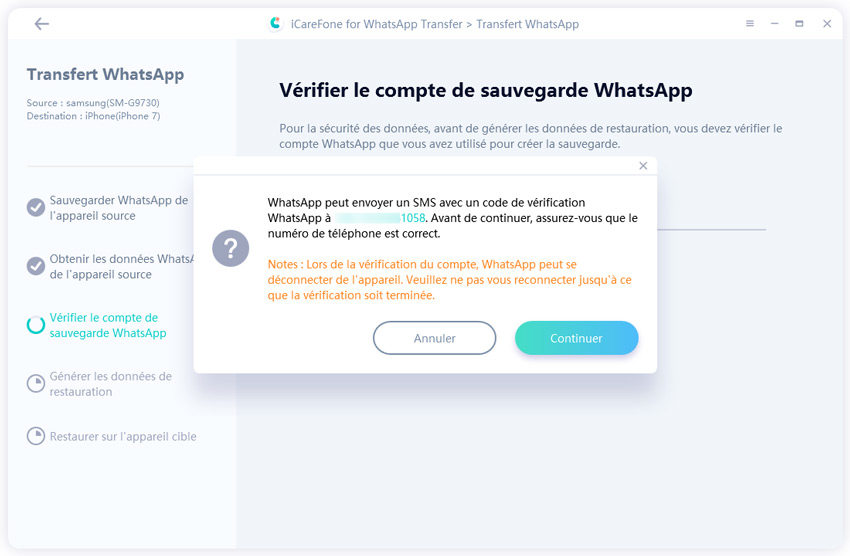 continuer à vérifier compte whatsapp