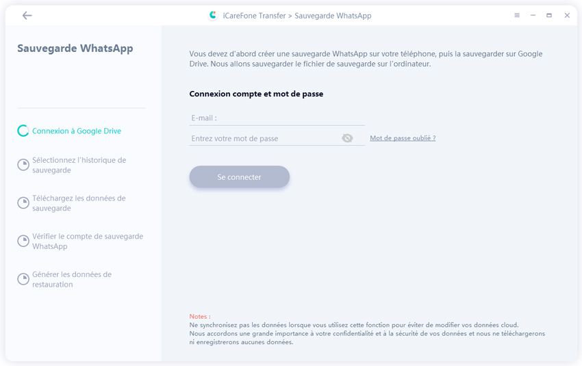guide icarefone transfer - sauvegarde whatsapp android dans google drive