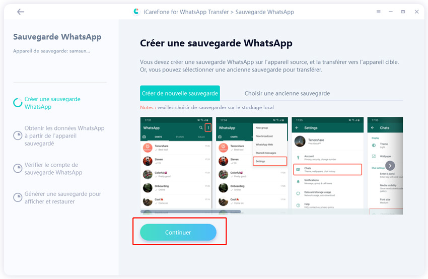 créer de nouvelle sauvegarde sur android