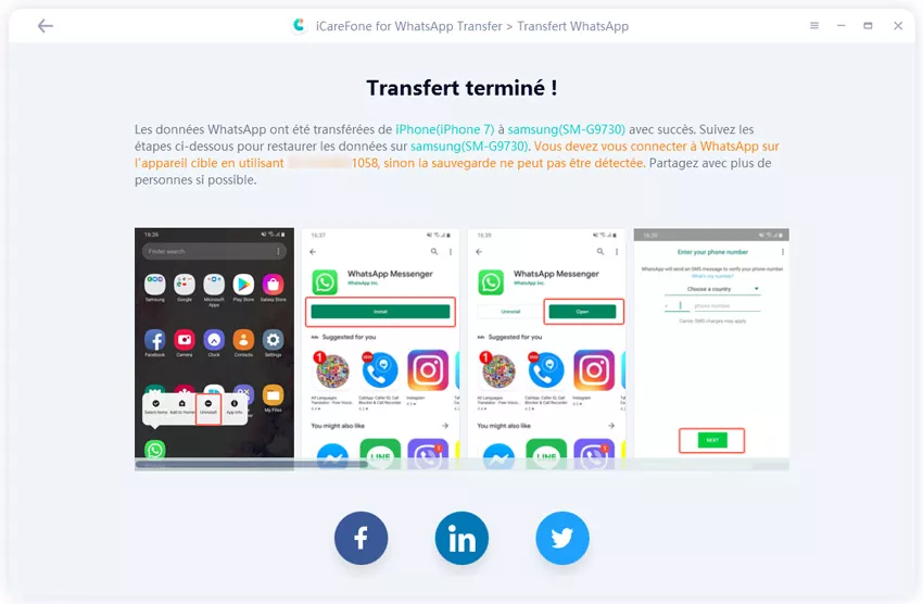 WhatsApp iOS Transfer a Android - Icarefone WhatsApp