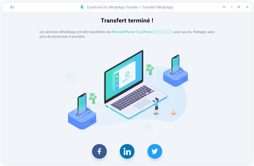 transférer whatsapp d'iphone à iphone avec succès