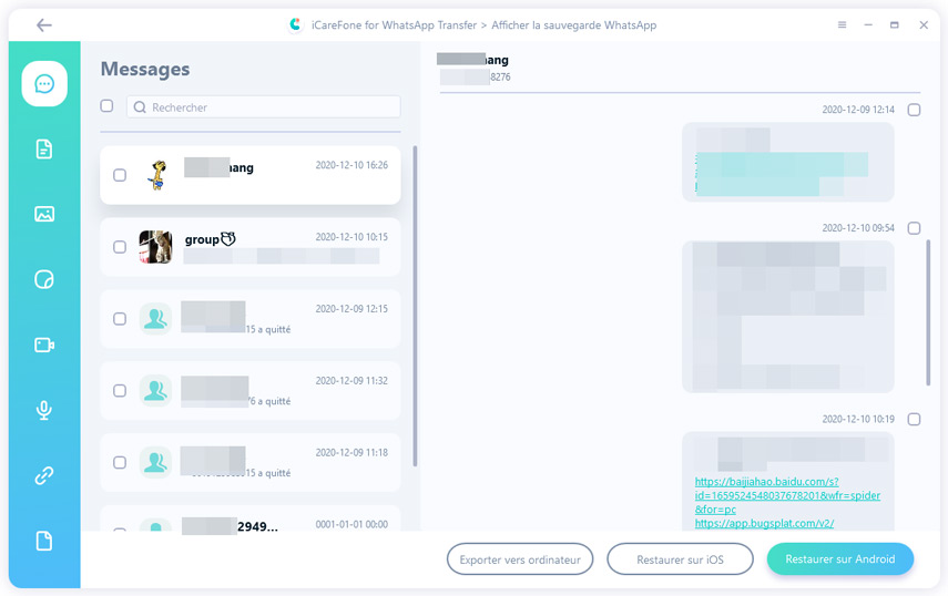 exporter messages whastapp