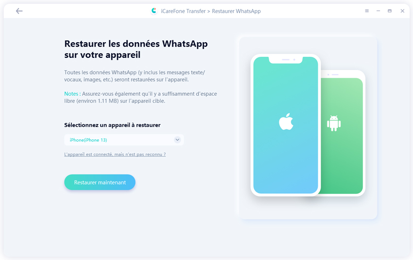 guide icarefone transfer - restaurer sauvegarde whatsapp google drive sur iphone gratuit