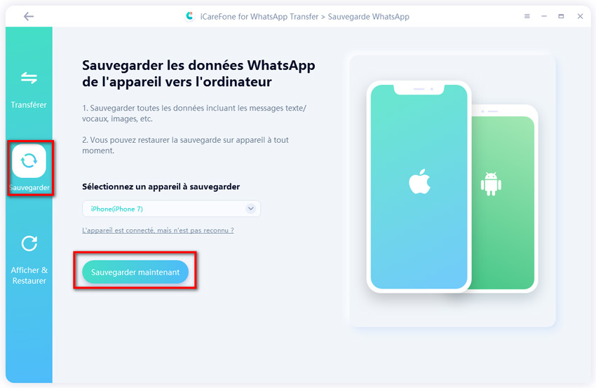 sauvegarder messages whatsapp - icarefone