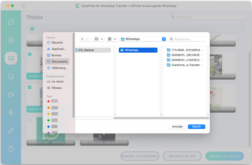sélectionner dossier icarefone transfer - guide