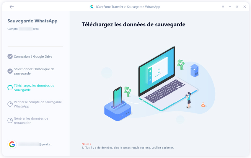 guide icarefone transfer - télécharger sauvegarde whatsapp google drive